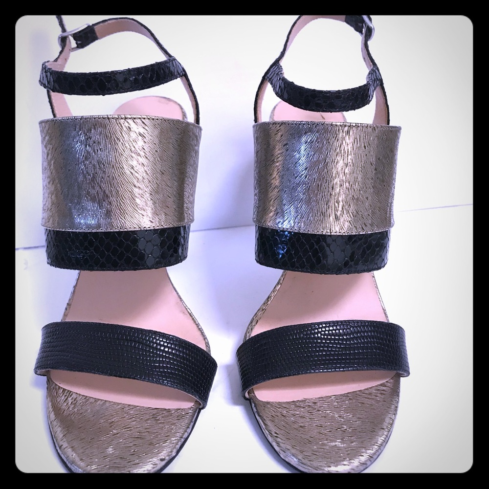 Dries Van Noten black & gold sling back sandals